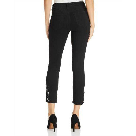 NEW JOE'S JEANS the charlie crystal embellished valentina hem crop jeans in blac - Picture 2 of 4